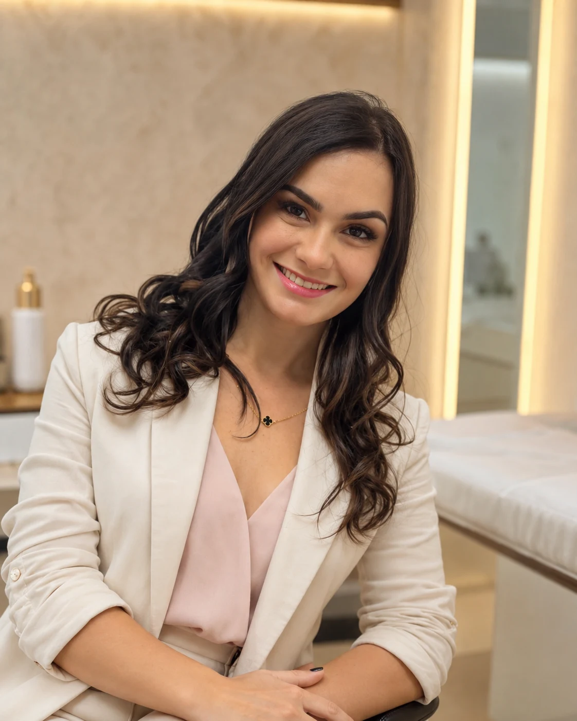 Beatriz Oliveira em atendimento profissional